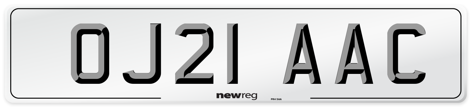 OJ21 AAC Number Plate from New Reg